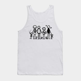 Stick figure family in black ink Tank Top